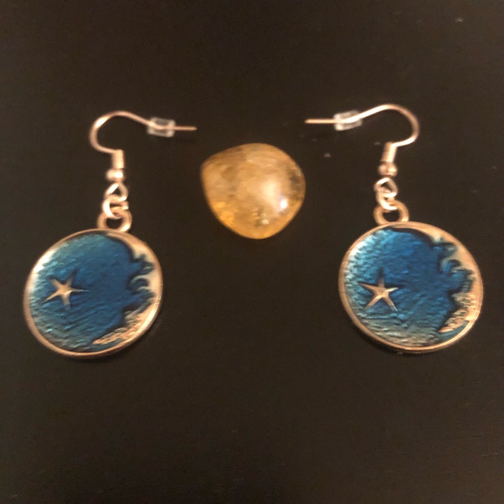 Handmade Brand New Full Moon & Star Earrings - Picture 1 of 4
